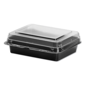 Dart® Creative Carryouts Hinged Plastic Hot Deli Boxes, Medium Snack Box, 18 Oz, 6.22 X 5.9 X 2.1, Black-clear, 200-carton freeshipping - TVN Wholesale